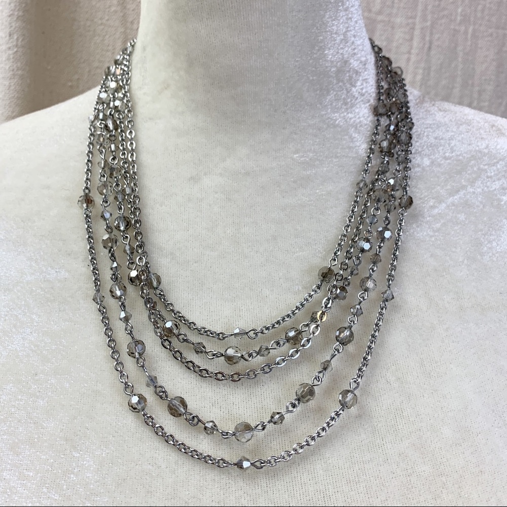 Banana Republic Multi strand layered necklace with faceted AB beads